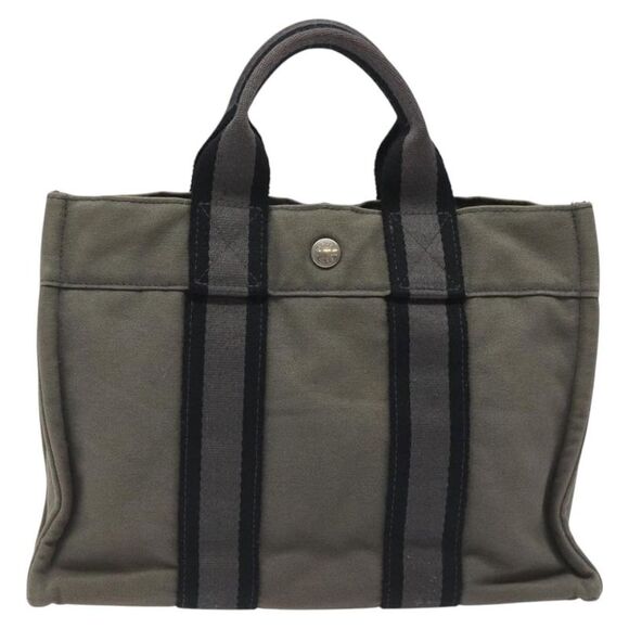 Hermès Herline Grey Canvas Tote Bag (Pre-Owned) - Picture 1 of 16